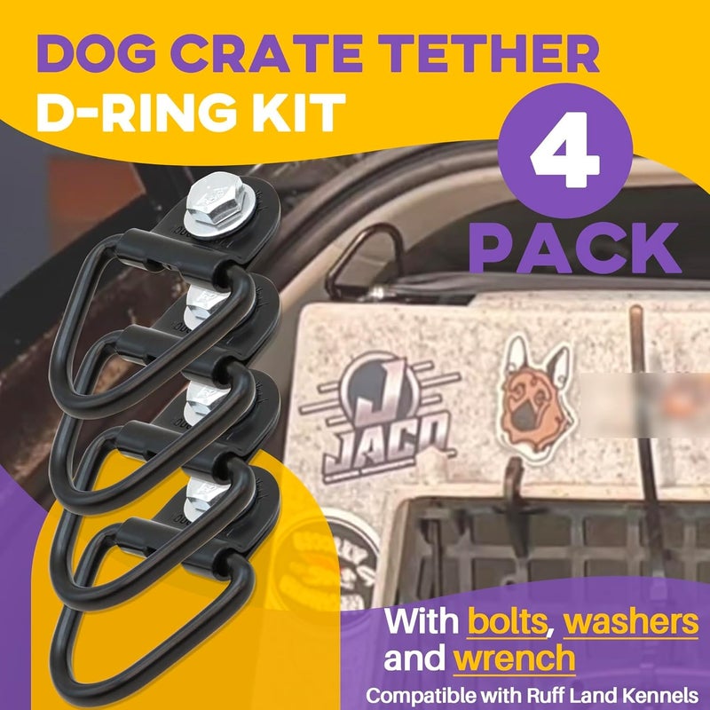 Terixe 4 Pack Tie Down Kit for Ruffland Kennel - Tie Down D-Ring Kit, 1000lb Load Capacity, with Wrench - Easy Installation, Compatible with RuffLand Kennels - Ideal for Securing Your Crate in Vehicle - Image 2